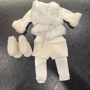 Cozy White Baby Outfit with Faux Fur Vest